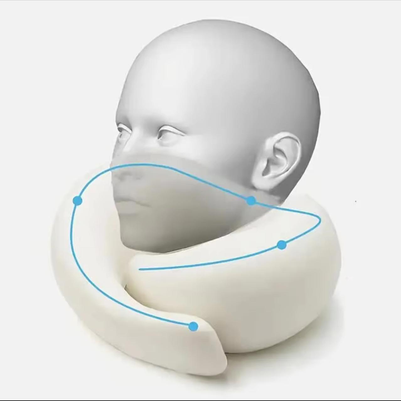 360° Memory Foam Travel Neck Pillow with Carrying Bag – Adjustable Chin & Neck Support