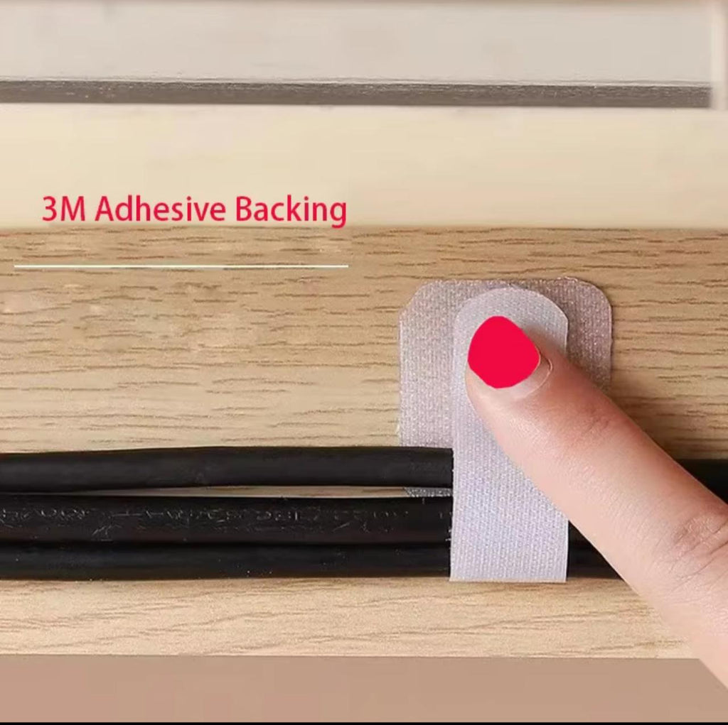 Self-Adhesive Cable Clips Wire Organiser Straps – 10pcs | 3M Adhesive | 28×90mm | White, Gray & Black
