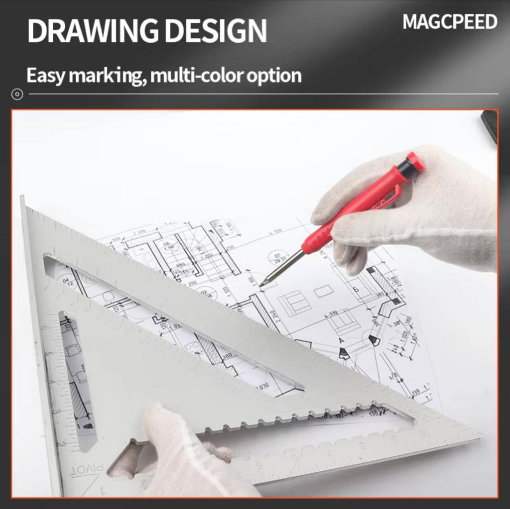 Solid Carpenter Pencil with Built-in Sharpener & Refills
