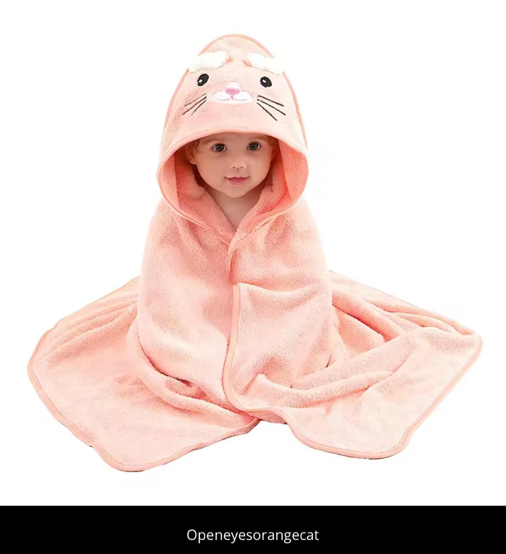 Baby Hooded Bath Towel – Super Absorbent Animal Design for Newborns & Toddlers
