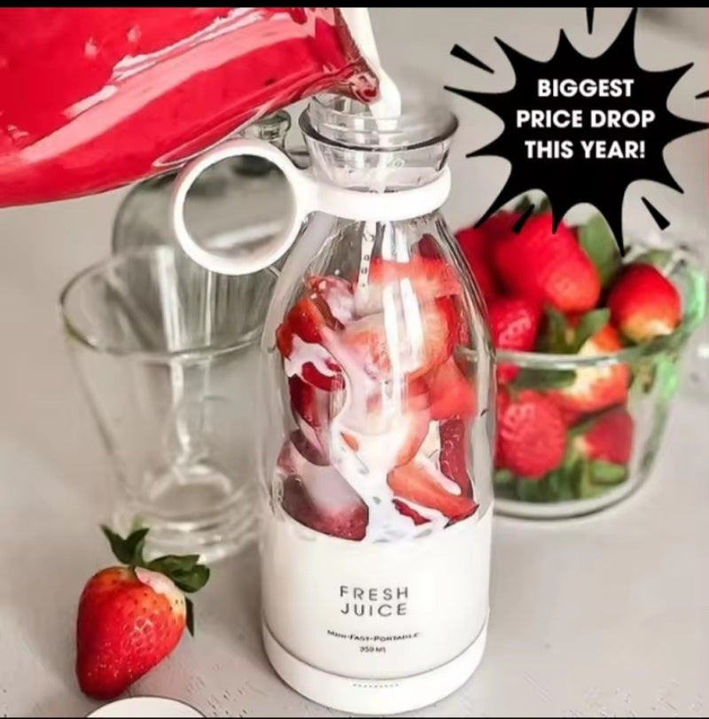 Portable USB Rechargeable Mini Blender Bottle (6-Blade Smoothie Maker)