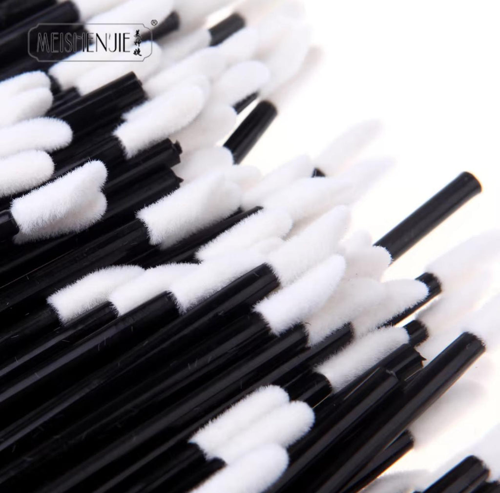 Meishenjie Disposable Lip Applicator Brushes – 100pcs Flocking Wand Set
