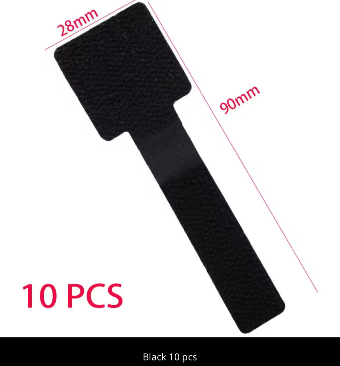 Self-Adhesive Cable Clips Wire Organiser Straps – 10pcs | 3M Adhesive | 28×90mm | White, Gray & Black