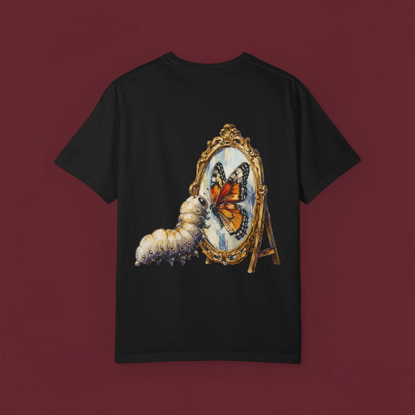 Butterfly Transformation T-Shirt — Caterpillar to Monarch Art Tee