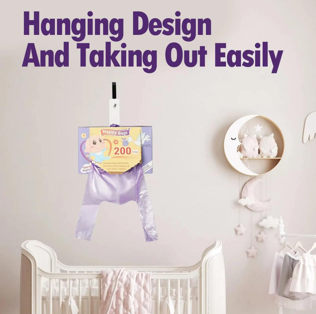 Nappy Bags – Baby Powder Scented Diaper Disposal Bags with Easy Tie-Close Handles | 100 & 200 Pack