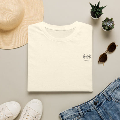Minimalist Tiny Logo T-Shirt — Neutral Casual Tee with Small Chest Emblem