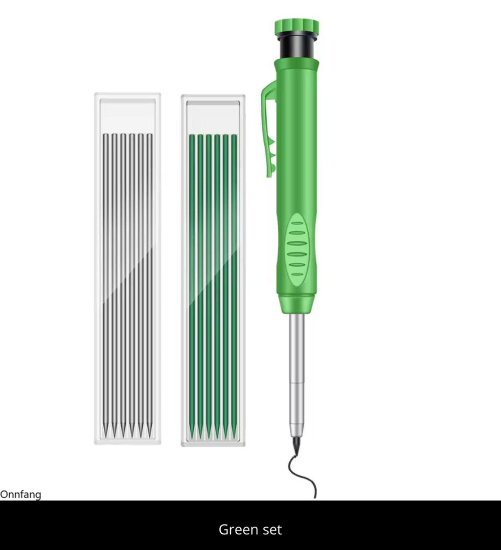 Solid Carpenter Pencil with Built-in Sharpener & Refills