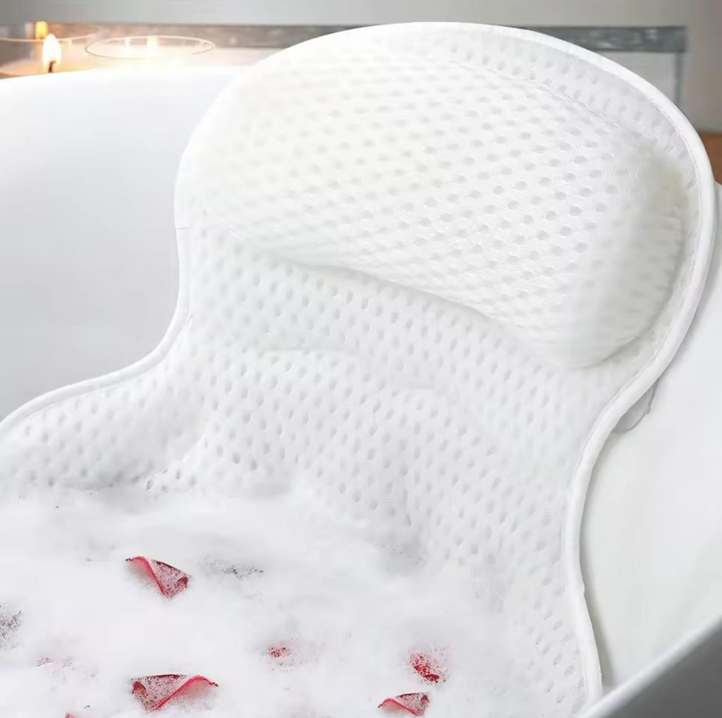 Luxury Bath Pillow with 4D Air-Mesh Fabric – Full Body Support, Non-Slip, Machine Washable | Fits Any Tub