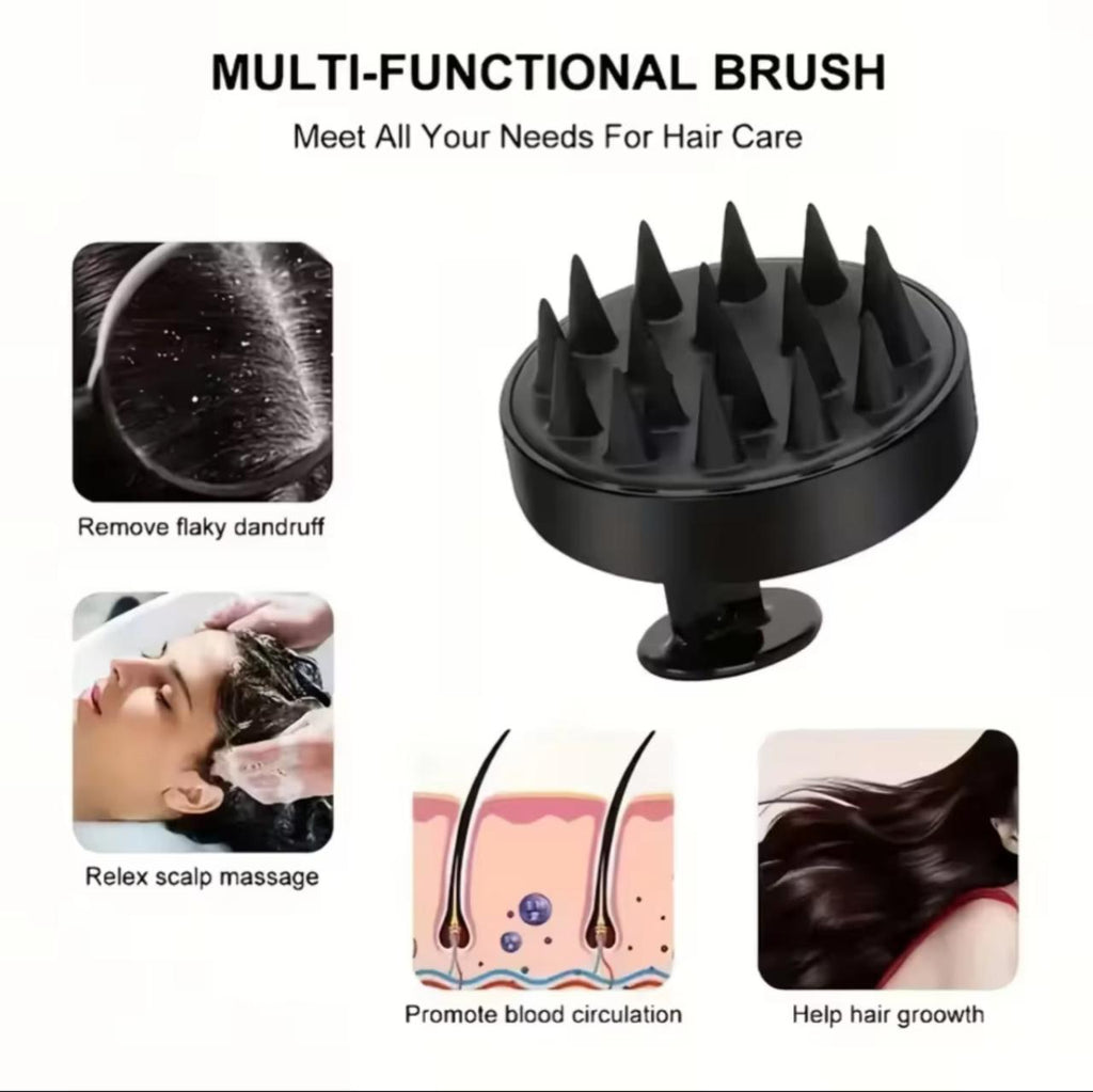 4-in-1 Silicone Body & Hair Brush Set – Back Scrubber, Scalp Massager, Face & Beard Brush