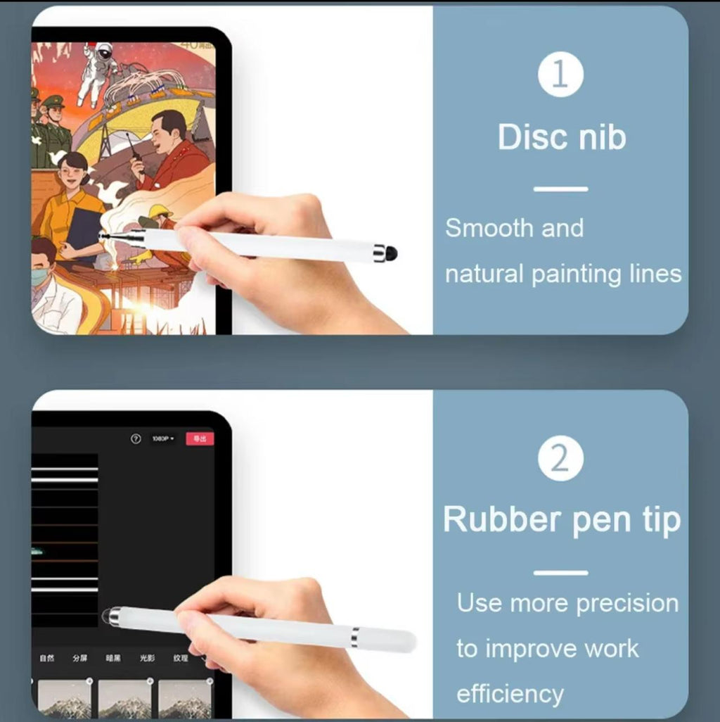 2-in-1 Stylus Pen – Disc Nib & Rubber Tip