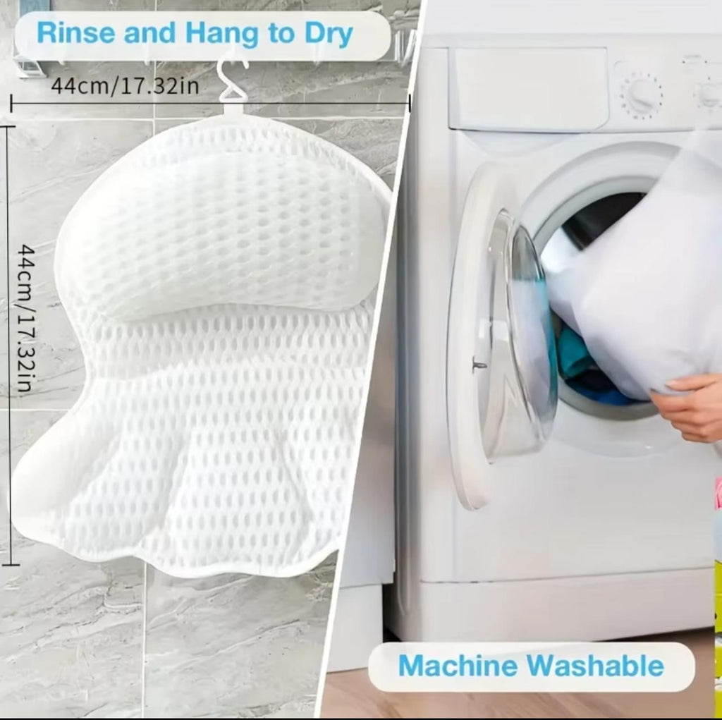Luxury Bath Pillow with 4D Air-Mesh Fabric – Full Body Support, Non-Slip, Machine Washable | Fits Any Tub