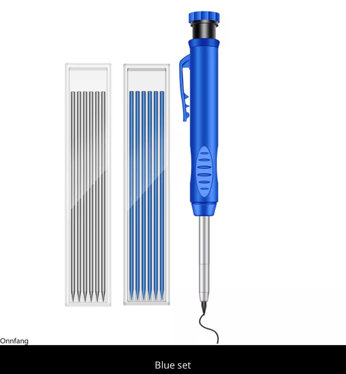 Solid Carpenter Pencil with Built-in Sharpener & Refills