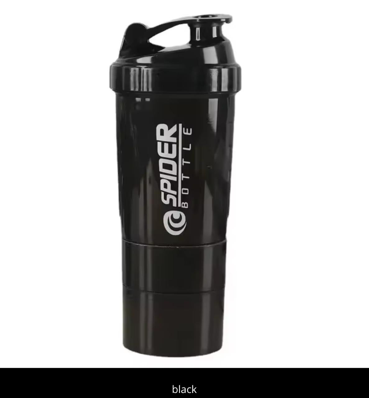 Spider Shaker Bottle with Storage Containers – 500ml BPA-Free Protein Shaker with Twist N' Lock Compartments