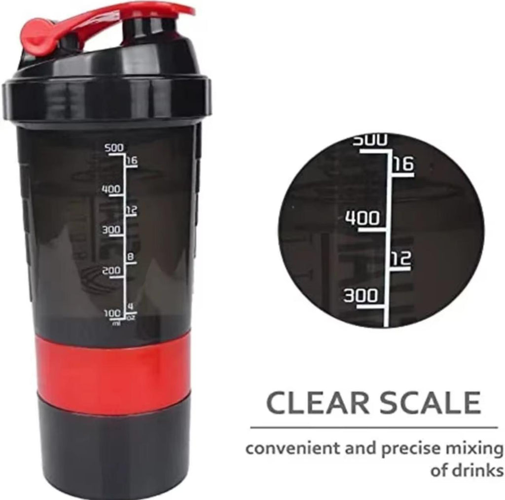 Spider Shaker Bottle with Storage Containers – 500ml BPA-Free Protein Shaker with Twist N' Lock Compartments
