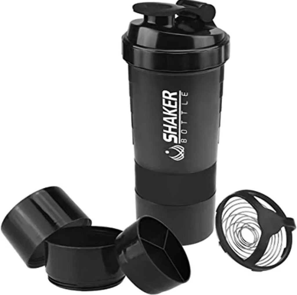 Spider Shaker Bottle with Storage Containers – 500ml BPA-Free Protein Shaker with Twist N' Lock Compartments