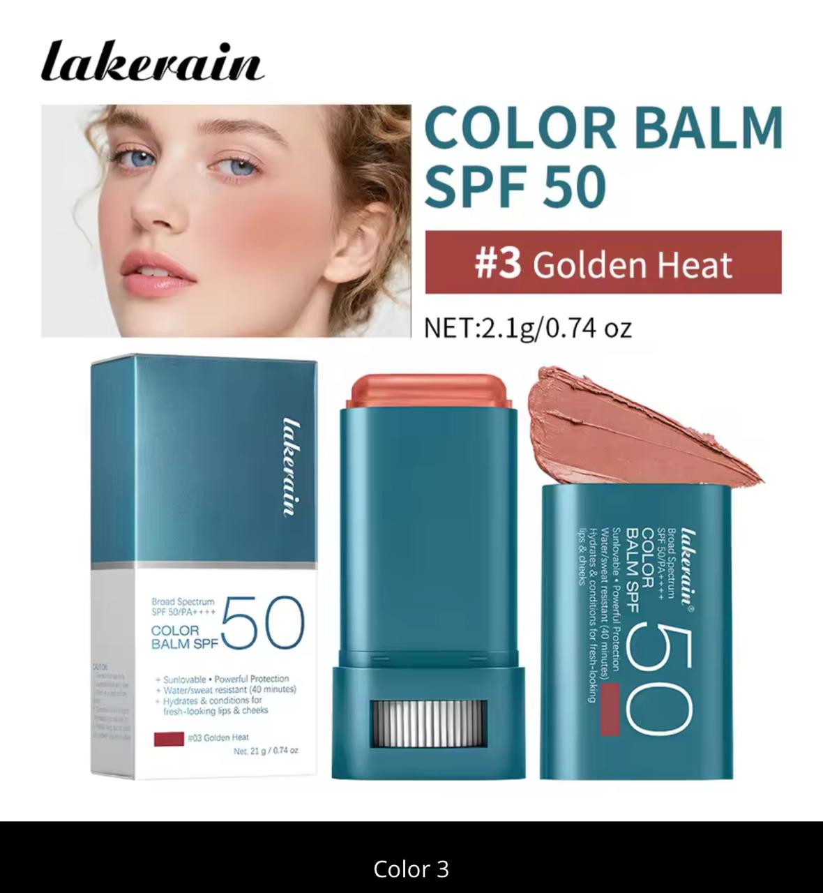 Lakerain Color Balm SPF 50 – 2-in-1 Sunscreen Blush Stick | Broad Spectrum PA++++ | Water-Resistant 40 Min | 6 Shades