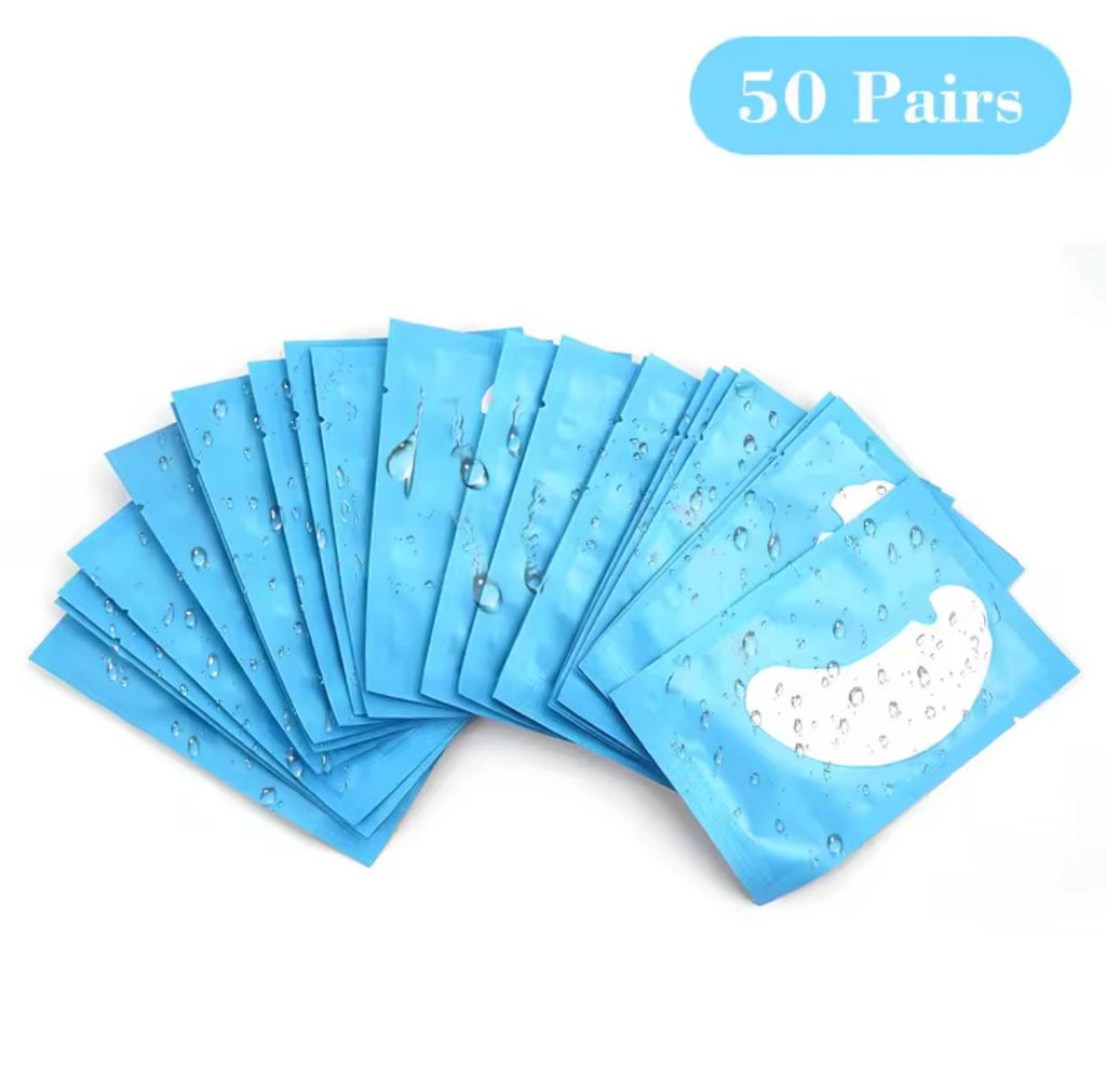 Hydrogel Eye Patches for Eyelash Extensions – 50 Pairs | 3-Layer Under Eye Pads | Lint-Free | 5 Colors