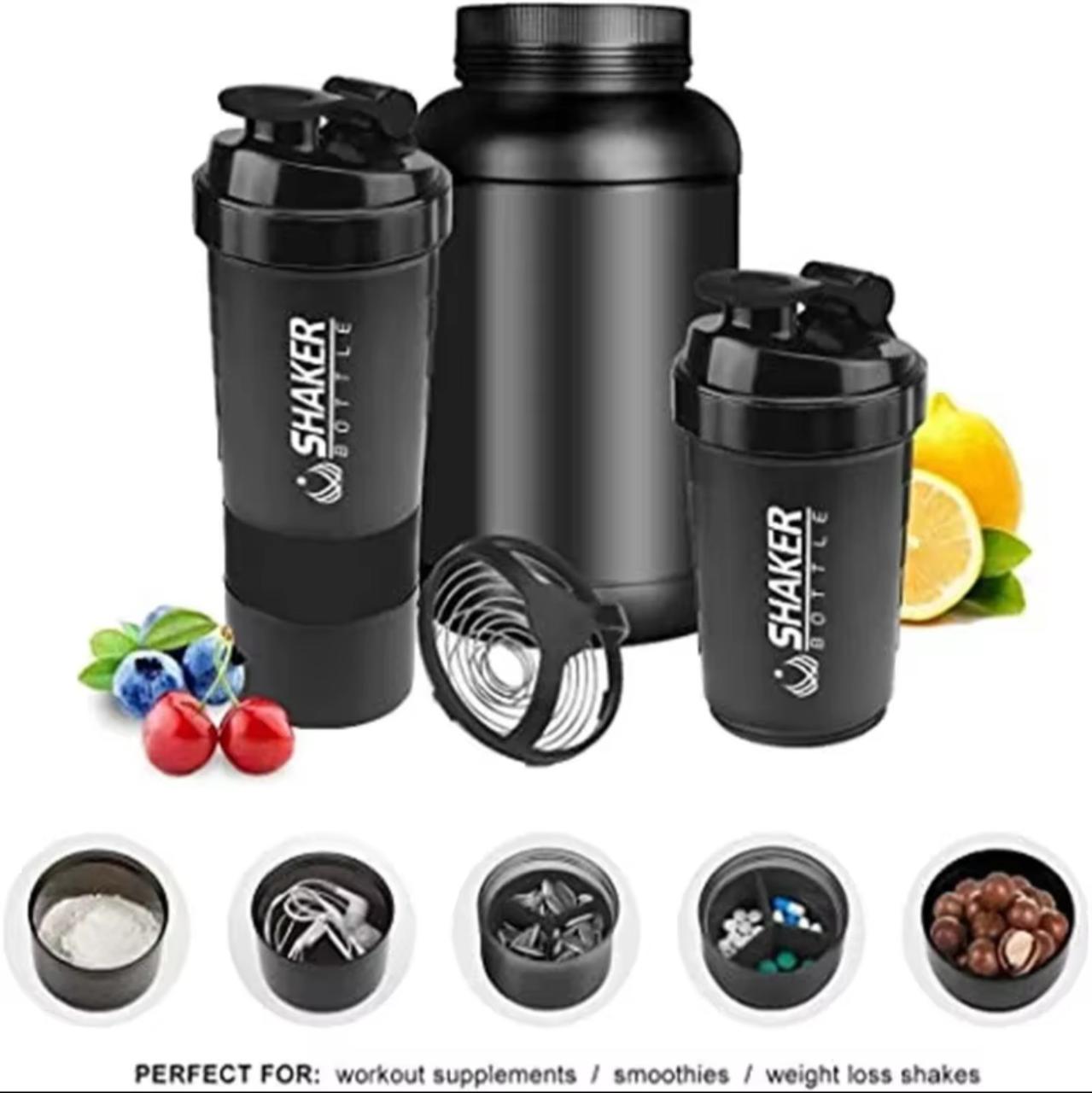 Spider Shaker Bottle with Storage Containers – 500ml BPA-Free Protein Shaker with Twist N' Lock Compartments