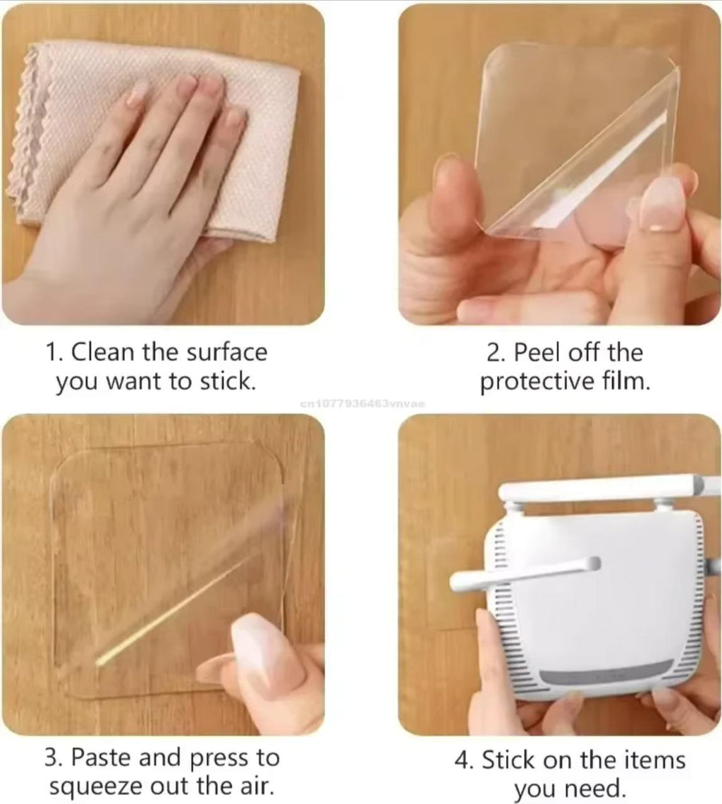Double-Sided Adhesive Pads – 50pcs | 60×60mm Square | No Drilling | Heavy Duty | No Glue Left | Oil Proof