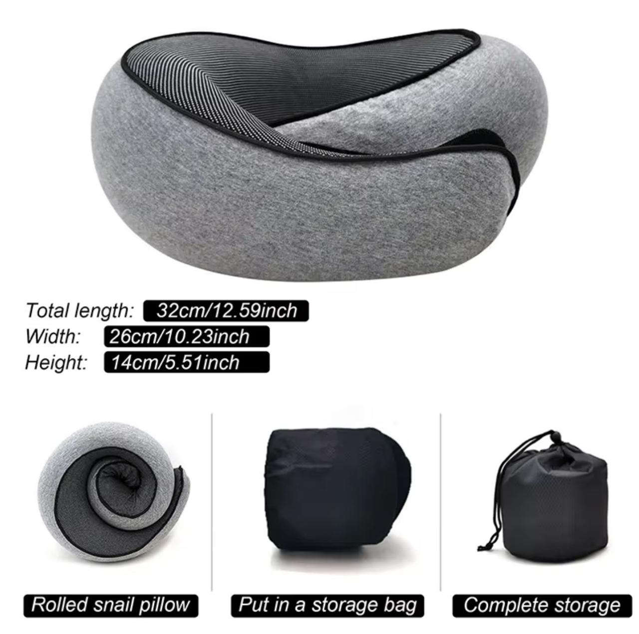 360° Memory Foam Travel Neck Pillow with Carrying Bag – Adjustable Chin & Neck Support