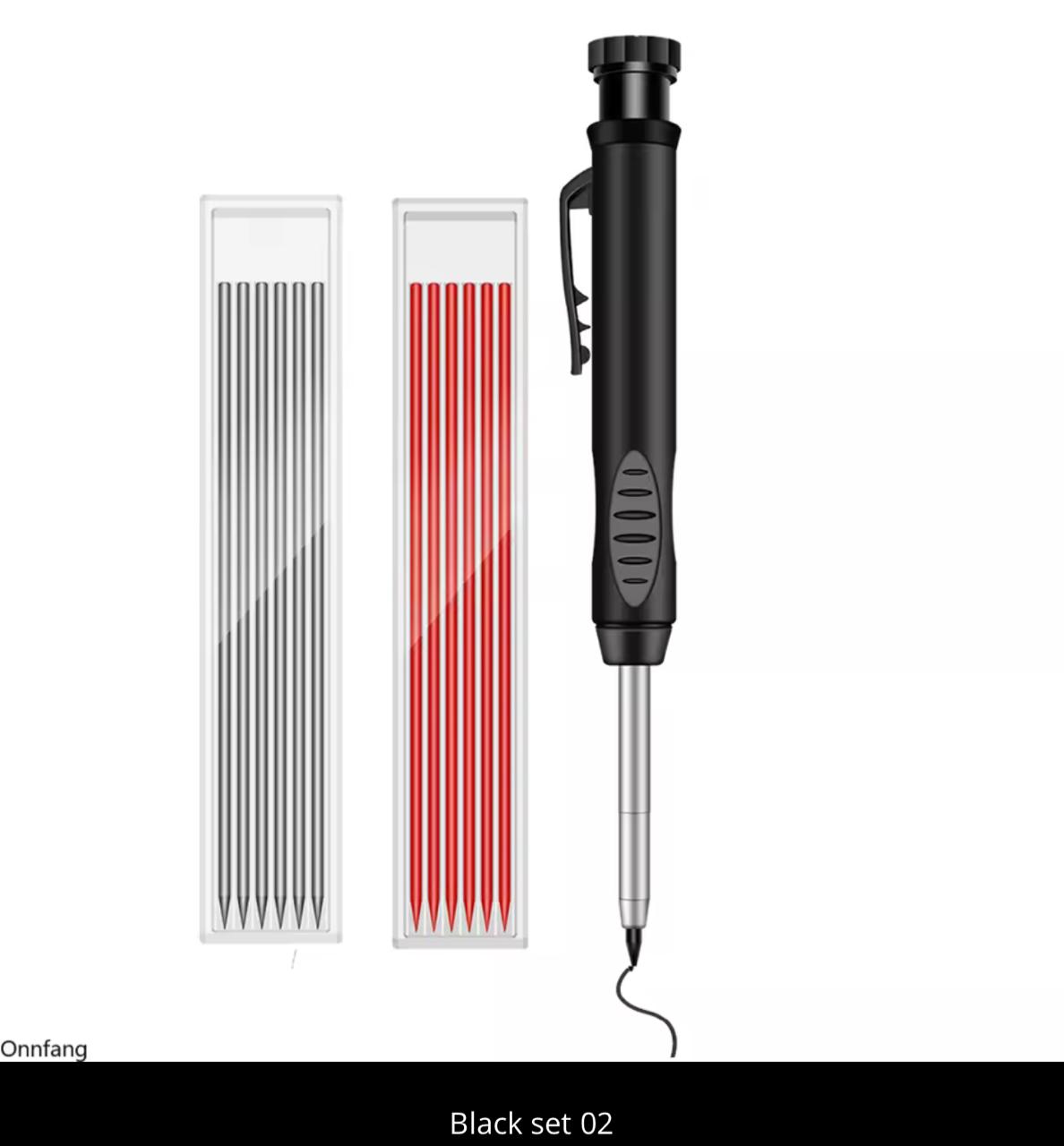 Solid Carpenter Pencil with Built-in Sharpener & Refills