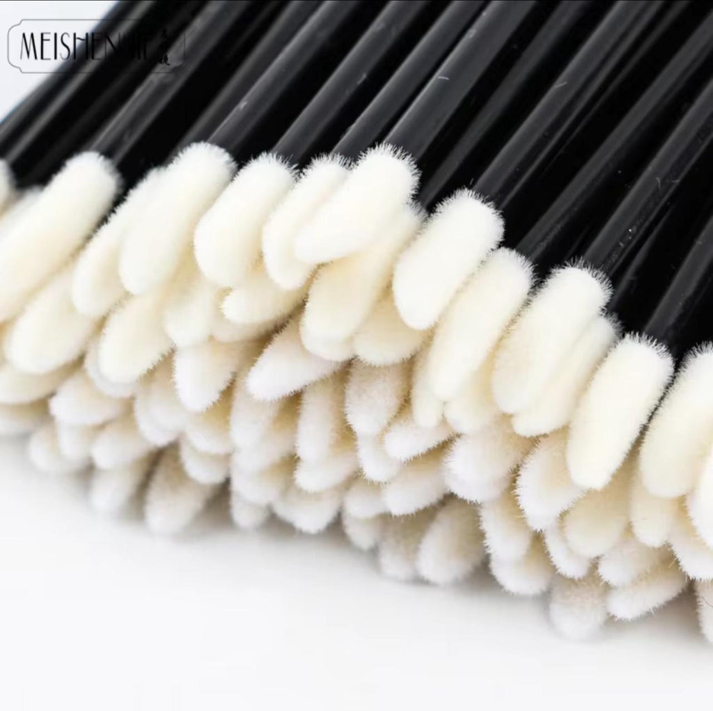 Meishenjie Disposable Lip Applicator Brushes – 100pcs Flocking Wand Set