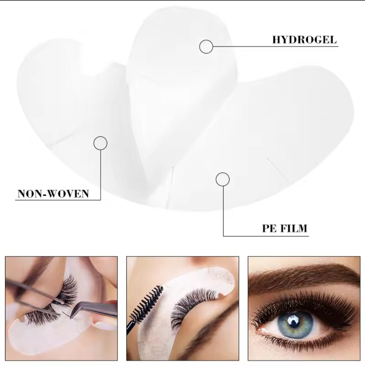 Hydrogel Eye Patches for Eyelash Extensions – 50 Pairs | 3-Layer Under Eye Pads | Lint-Free | 5 Colors