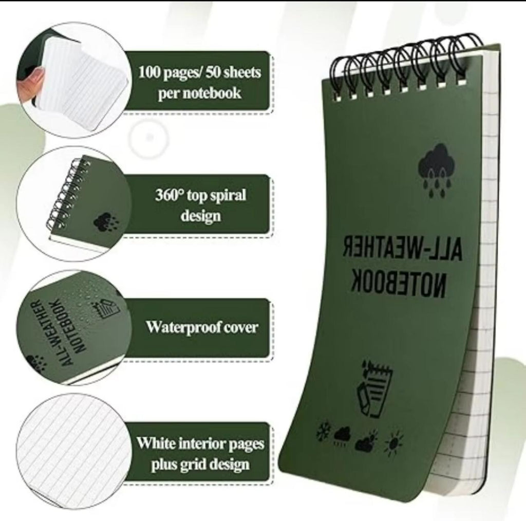 All-Weather Waterproof Notebook – Tear-Resistant Spiral Notepad