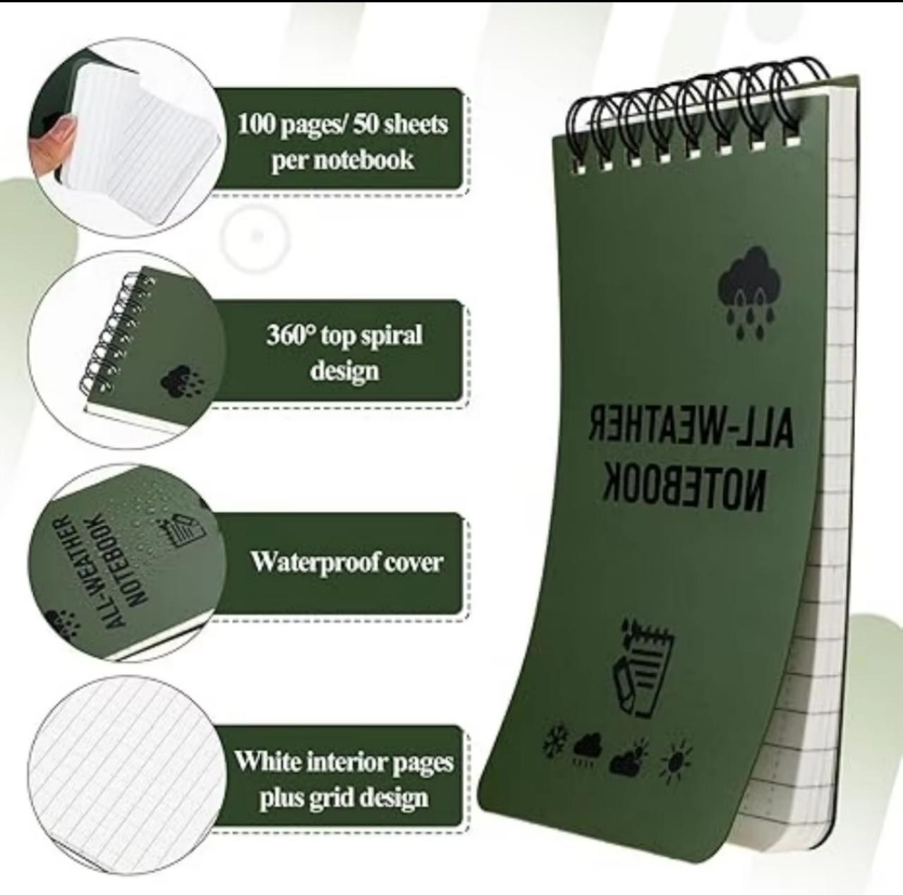 All-Weather Waterproof Notebook – Tear-Resistant Spiral Notepad