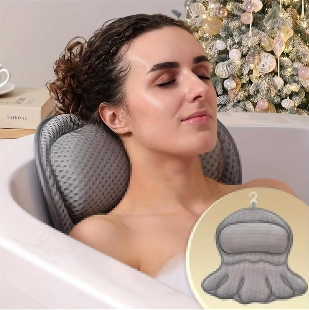 Luxury Bath Pillow with 4D Air-Mesh Fabric – Full Body Support, Non-Slip, Machine Washable | Fits Any Tub