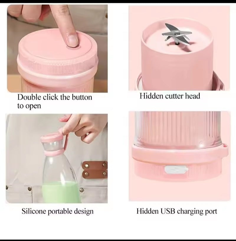 Portable USB Rechargeable Mini Blender Bottle (6-Blade Smoothie Maker)