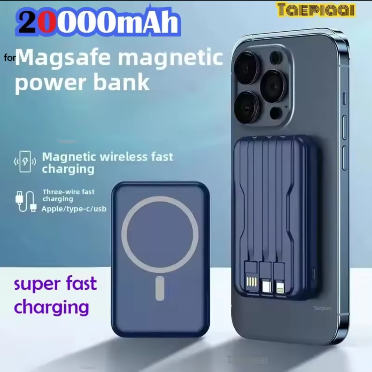 20000mAh MagSafe Magnetic Power Bank with Built-in Cables