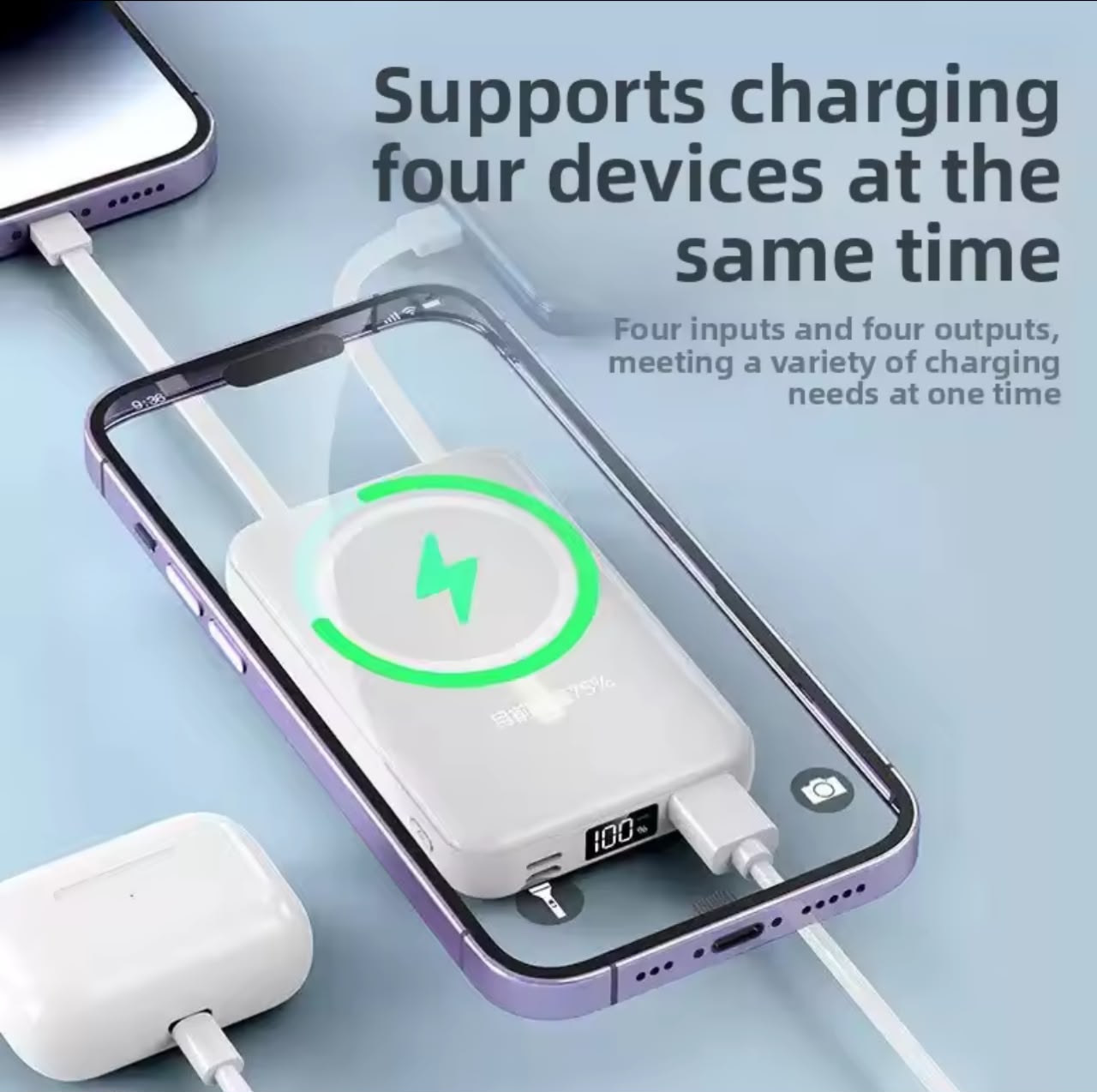 20000mAh MagSafe Magnetic Power Bank with Built-in Cables