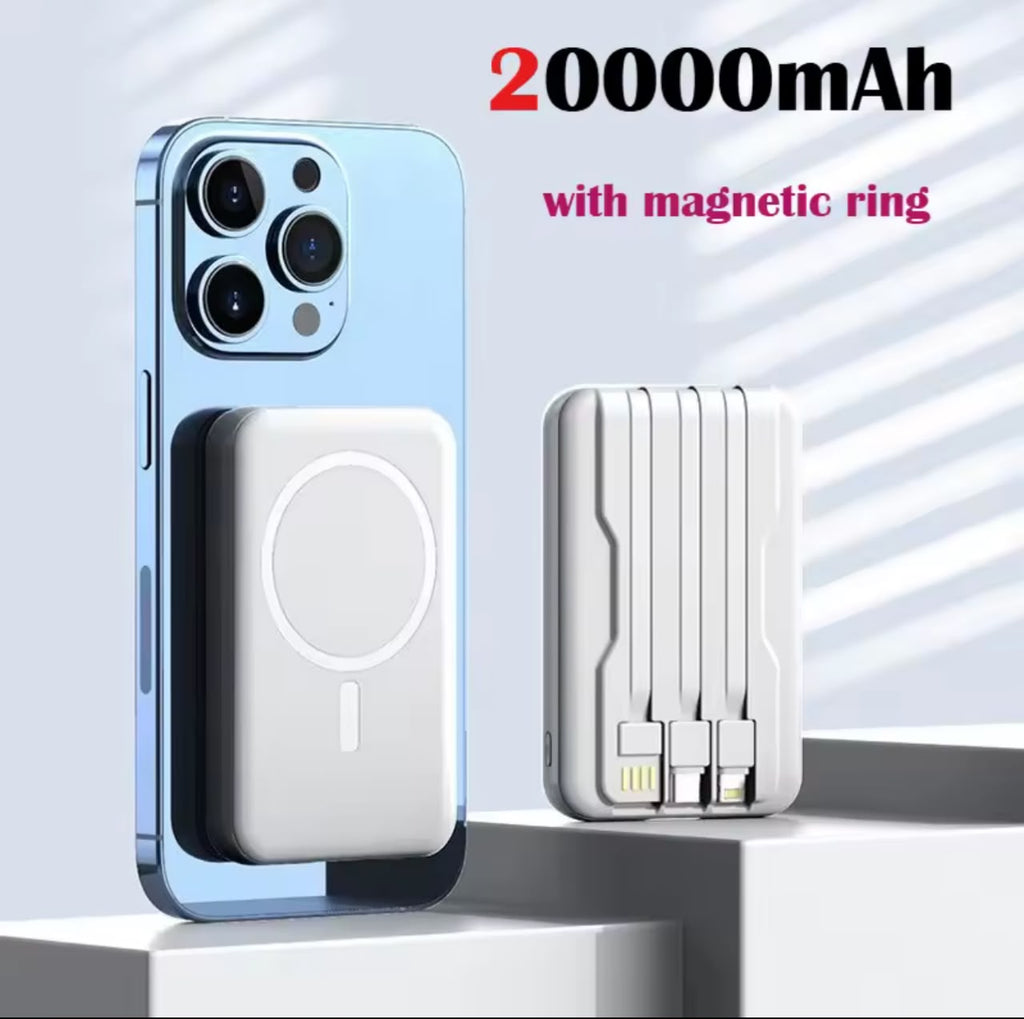 20000mAh MagSafe Magnetic Power Bank with Built-in Cables