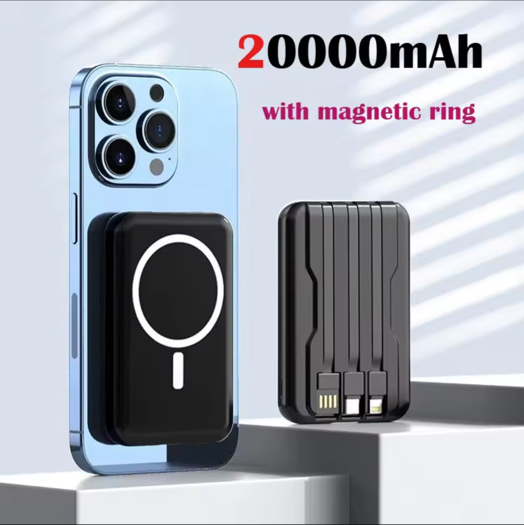 20000mAh MagSafe Magnetic Power Bank with Built-in Cables