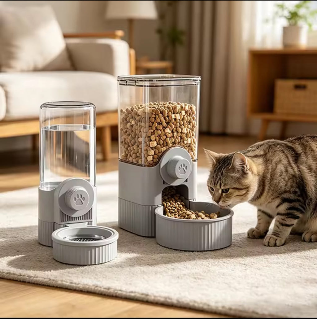 Automatic Pet Feeder & Water Dispenser – Wall-Mounted or Freestanding