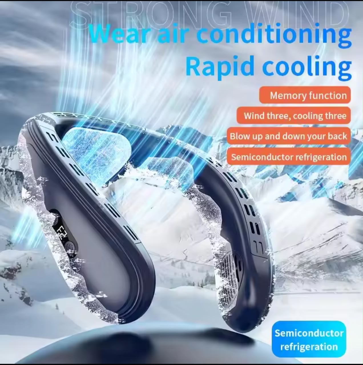 Portable Neck Fan – Semiconductor Cooling, 3-Speed, Hands-Free Wearable Air Conditioner