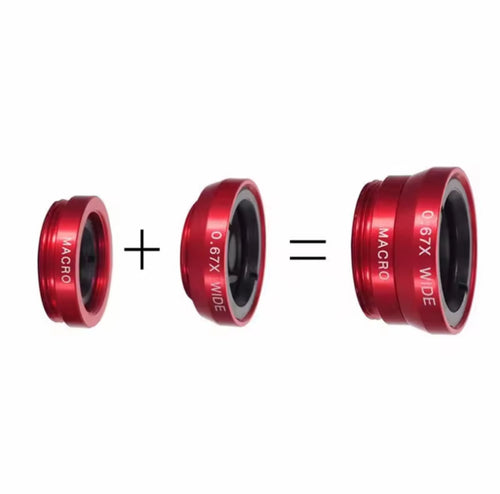 3-in-1 Phone Camera Lens Kit – Fisheye 180° + 0.67X Wide Angle + Macro Clip-On