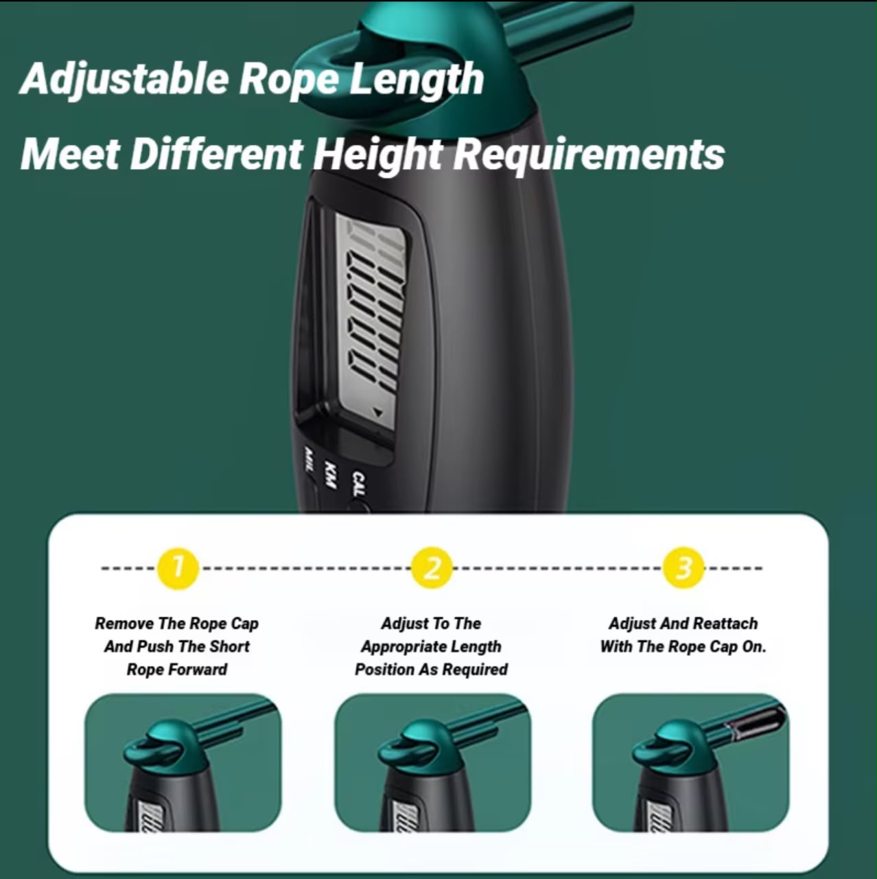 Digital Counting Jump Rope – LCD Counter, Calorie & KM Tracker, 360° Anti-Winding, Adjustable 2.8M (3 Colors)