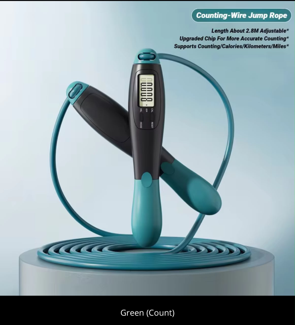 Digital Counting Jump Rope – LCD Counter, Calorie & KM Tracker, 360° Anti-Winding, Adjustable 2.8M (3 Colors)