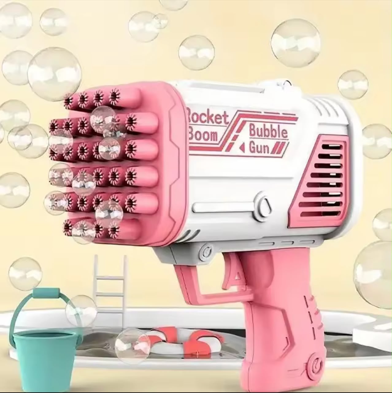 Rocket Boom Bubble Gun – 32-Hole Automatic Bubble Machine, Battery Powered Kids Toy (Multiple Colors)