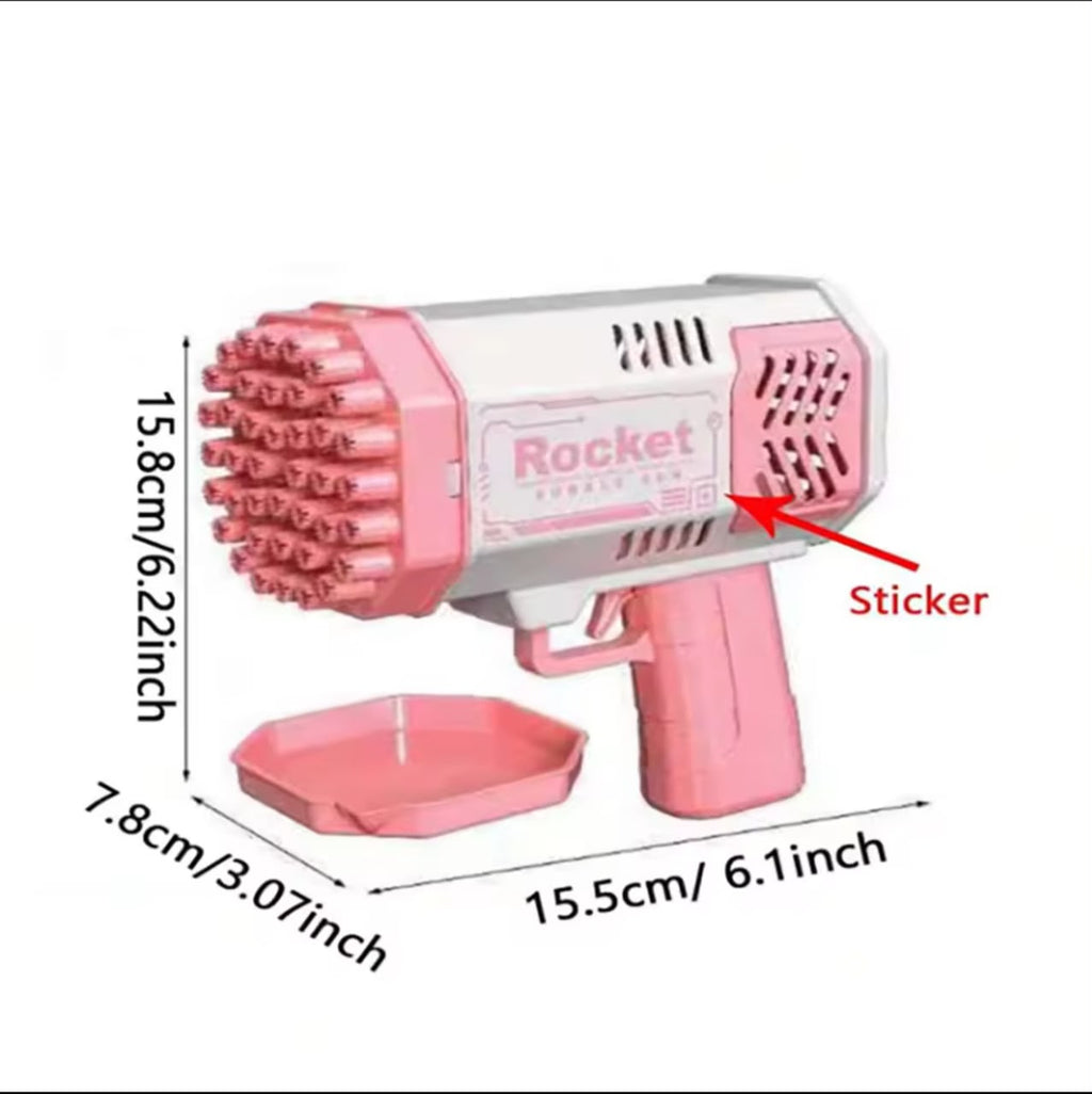 Rocket Boom Bubble Gun – 32-Hole Automatic Bubble Machine, Battery Powered Kids Toy (Multiple Colors)