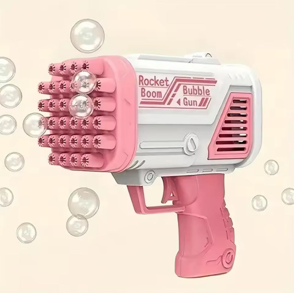 Rocket Boom Bubble Gun – 32-Hole Automatic Bubble Machine, Battery Powered Kids Toy (Multiple Colors)