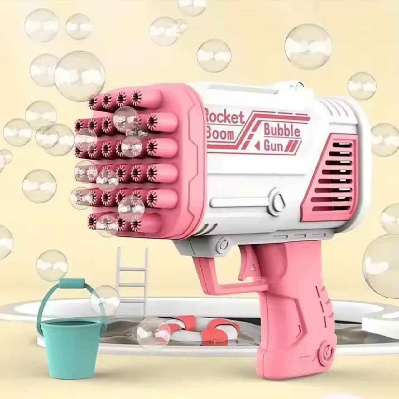Rocket Boom Bubble Gun – 32-Hole Automatic Bubble Machine, Battery Powered Kids Toy (Multiple Colors)