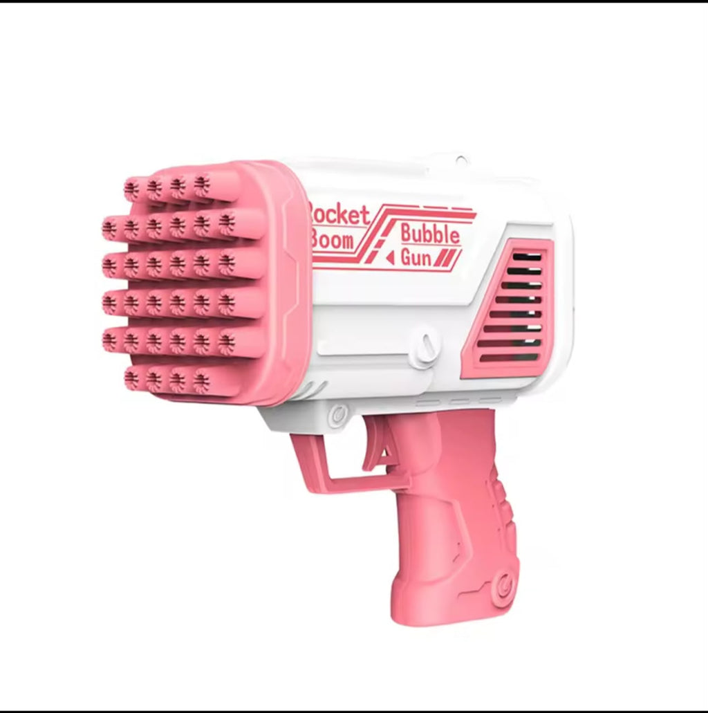 Rocket Boom Bubble Gun – 32-Hole Automatic Bubble Machine, Battery Powered Kids Toy (Multiple Colors)