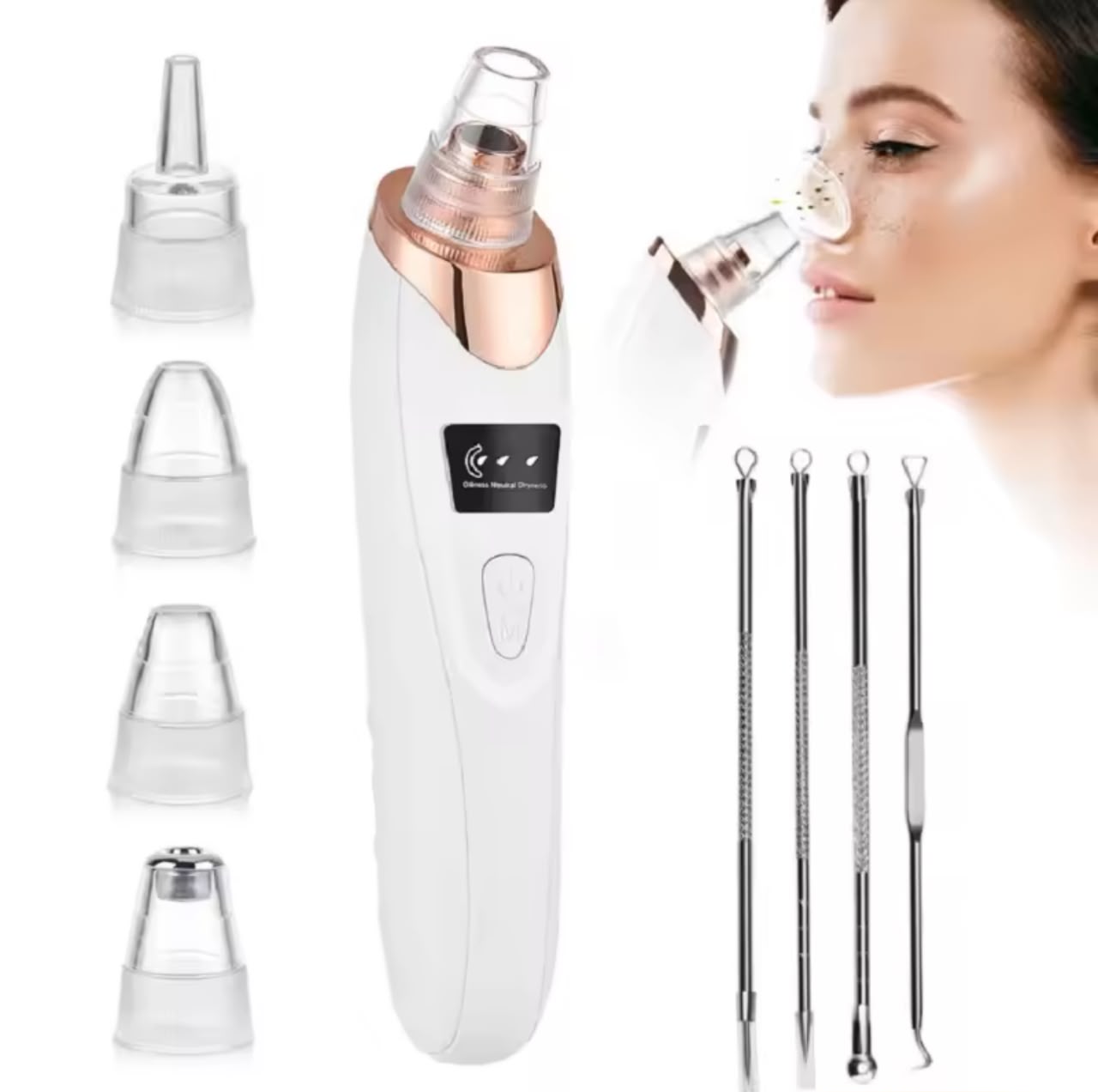 Electric Blackhead Remover Vacuum – 5 Suction Heads, USB Rechargeable, 3 Suction Levels, Pore Cleanser (2 Options)