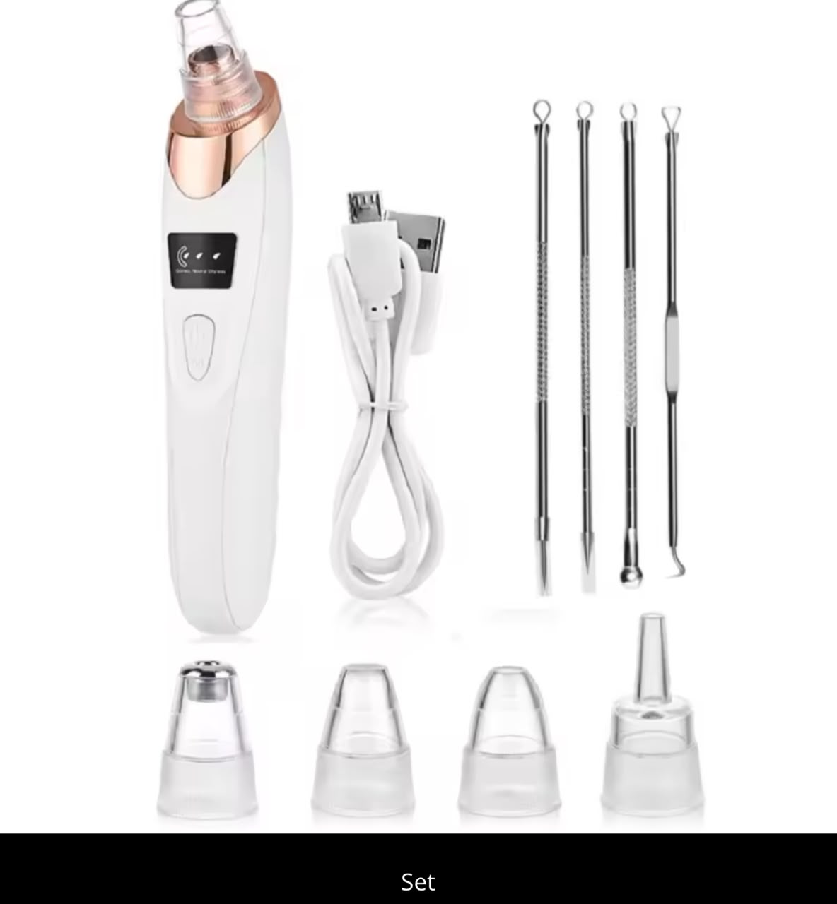 Electric Blackhead Remover Vacuum – 5 Suction Heads, USB Rechargeable, 3 Suction Levels, Pore Cleanser (2 Options)