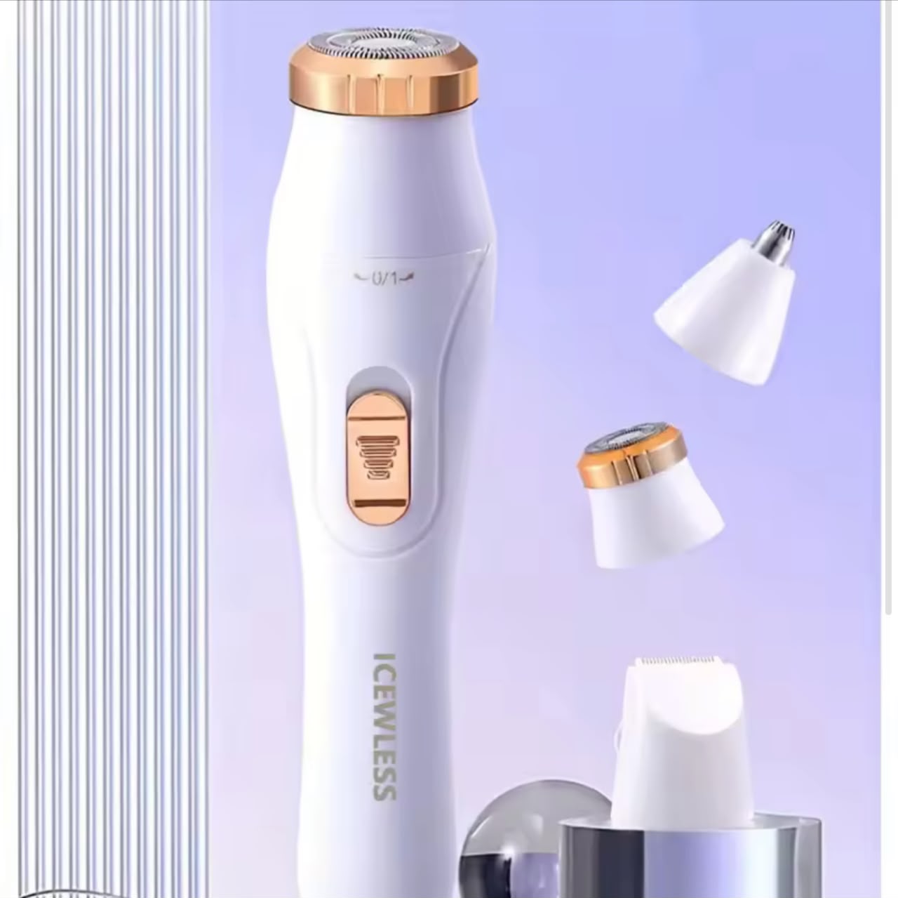 ICEWLESS 3-in-1 Electric Lady Shaver – Body Hair Trimmer, Nose Hair & Bikini Trimmer, USB Rechargeable, Painless