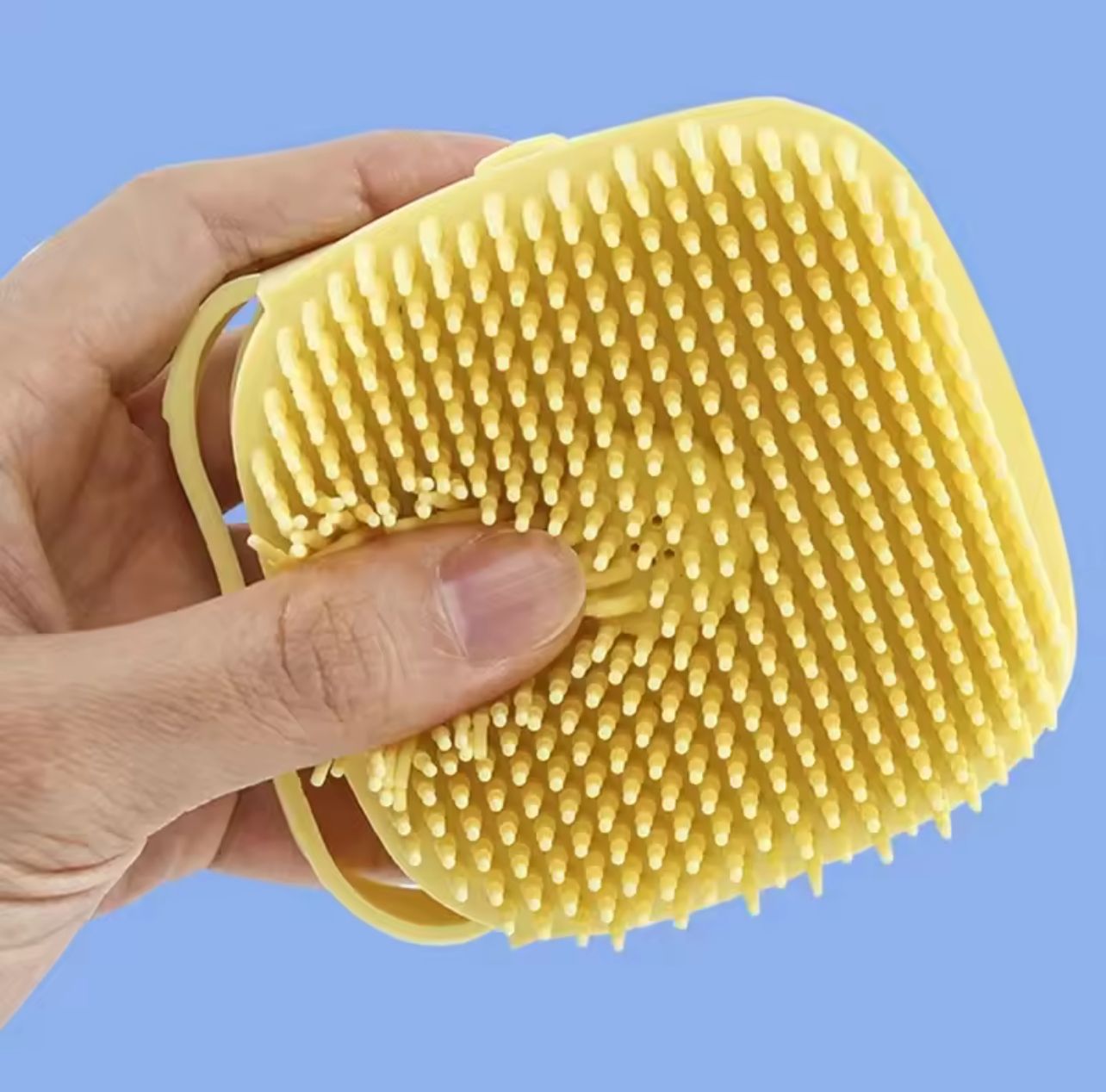 Silicone Pet Bath Brush with Shampoo Dispenser – Soft Massage Grooming Brush for Dogs & Cats (3 Colors)