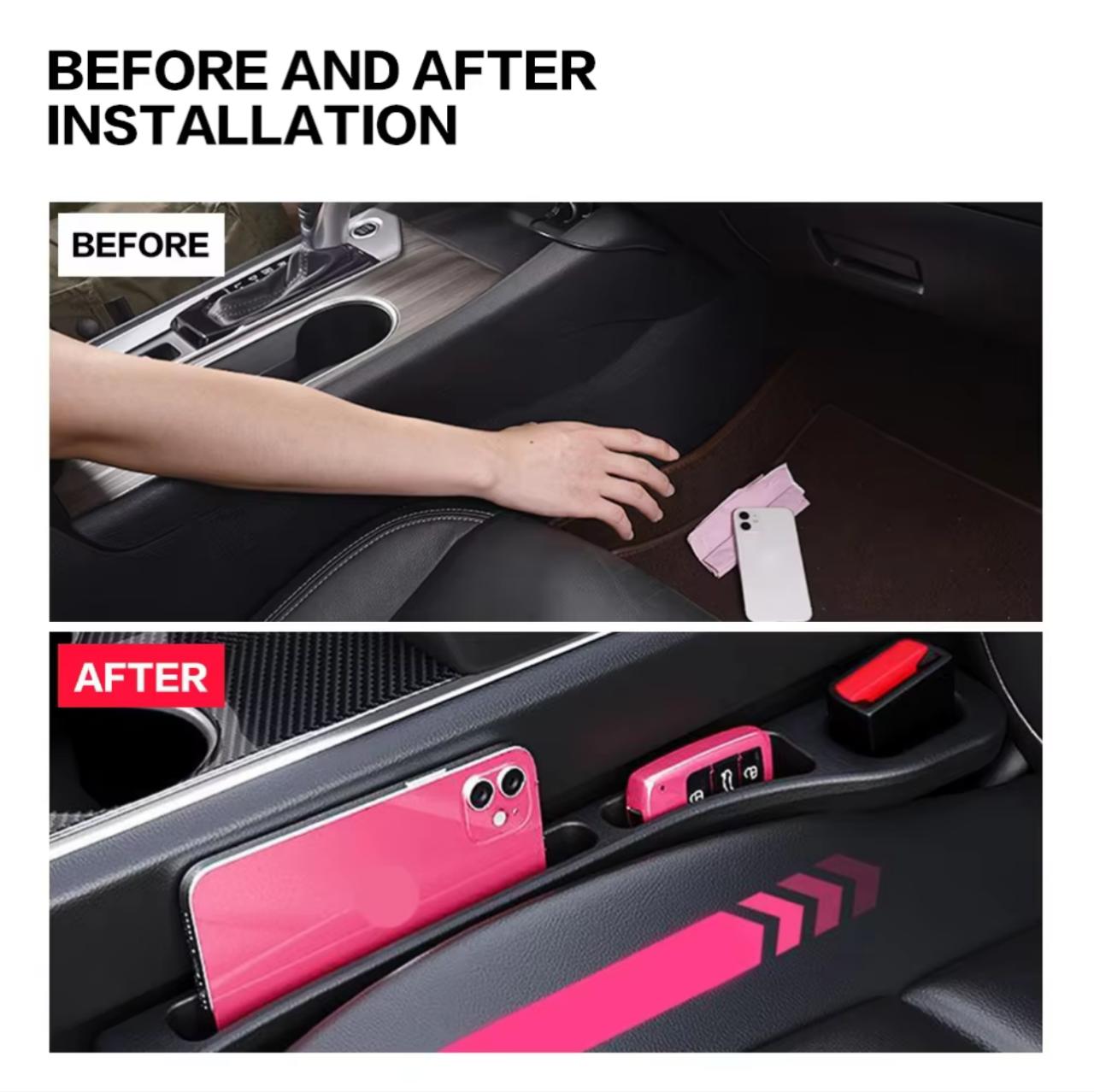 Car Seat Gap Filler – 2 PCS Universal Seat Crevice Filler, Flexible & Durable (Black / Red)